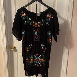 Vibrant Floral Embroidered Women's Dress